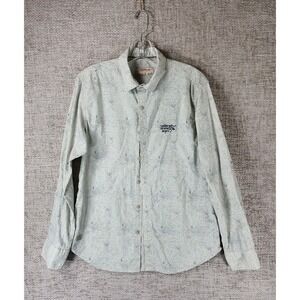 Ed Hardy Designs Shirt Mens M White Geometric Casual Preppy Long Sleeve